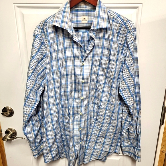 Peter Millar Other - Peter Millar Crown Button Up Shirt Mens L White Multi Plaid Long Sleeve Cotton